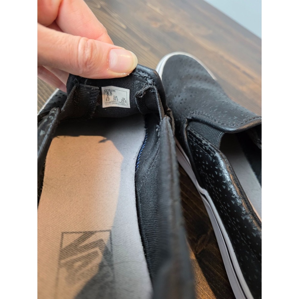 VANS Women's Sneakers Size 8.5 UK 6 Black Leather Slip On Skate Shoes‎ 721356 - Picture 11 of 13